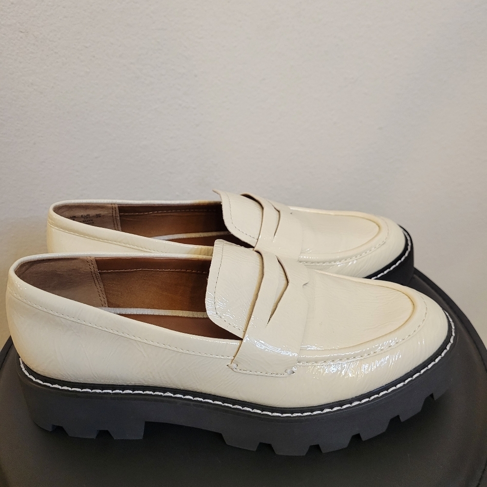Franco Balin Lug Sole Penny Loafer Putty Patent, Sz 7